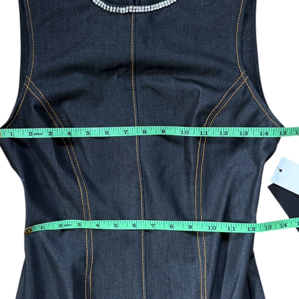 NEW BCBG Rhinestone Applique Sleeveless Dark Denim Dress size 4 NWT - Picture 10 of 15